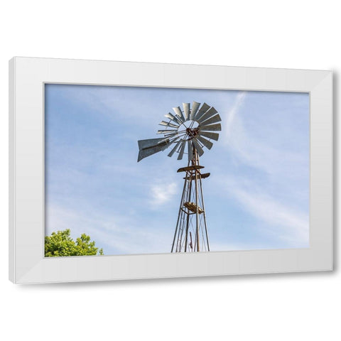 Castroville-Texas-USA-Windmill in the Texas Hill Country White Modern Wood Framed Art Print by Wilson, Emily M.