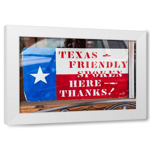 Bandera-Texas-USA-Texas friendly sign in the Texas Hill Country White Modern Wood Framed Art Print by Wilson, Emily M.