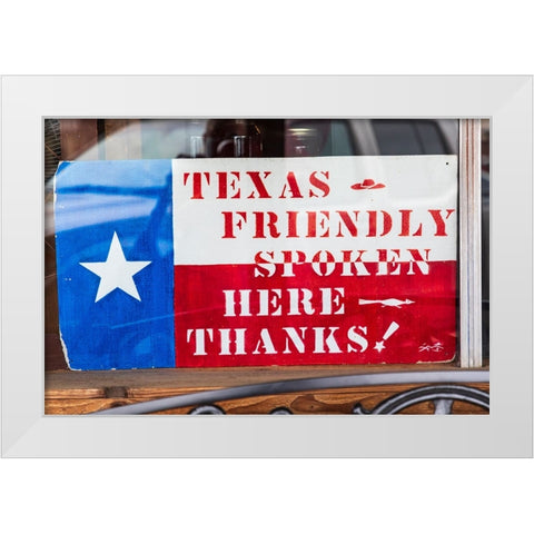 Bandera-Texas-USA-Texas friendly sign in the Texas Hill Country White Modern Wood Framed Art Print by Wilson, Emily M.