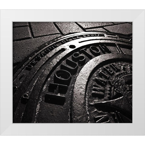 Houston-Texas manhole cover White Modern Wood Framed Art Print by SMO