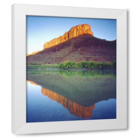 UT, Sunlight on a mesa with the Colorado River White Modern Wood Framed Art Print by Talbot Frank, Christopher