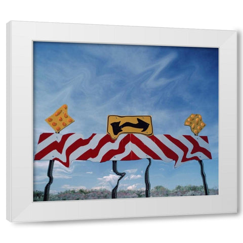 Utah, Digital distortion road sign at end of road White Modern Wood Framed Art Print by Satushek, Steve