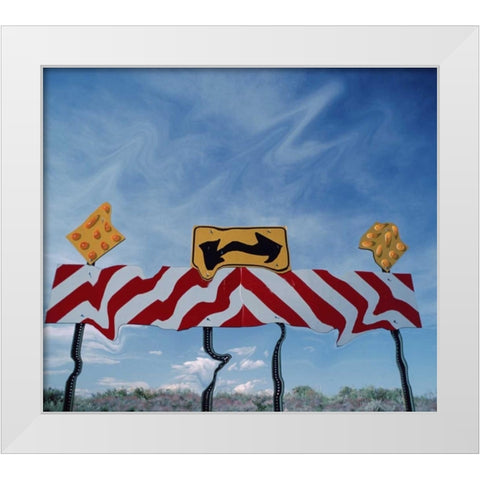 Utah, Digital distortion road sign at end of road White Modern Wood Framed Art Print by Satushek, Steve