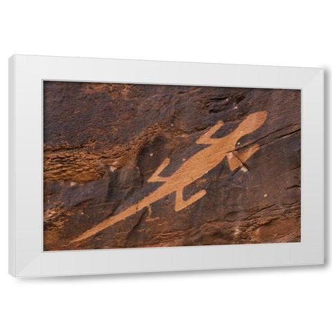 Utah Petroglyph rock art at Dinosaur NM White Modern Wood Framed Art Print by Flaherty, Dennis