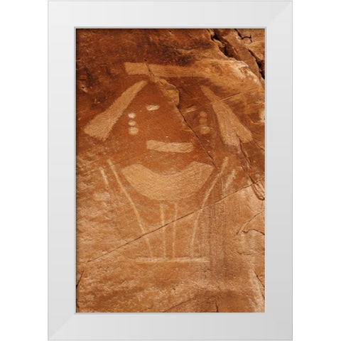 Utah Petroglyph rock art at Dinosaur NM White Modern Wood Framed Art Print by Flaherty, Dennis