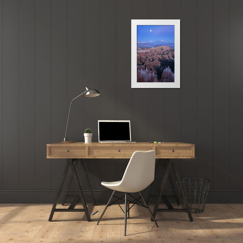 Utah, Bryce Canyon NP Moonrise over Sunset Point White Modern Wood Framed Art Print by Kaveney, Wendy