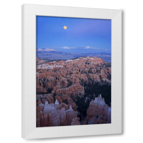 Utah, Bryce Canyon NP Moonrise over Sunset Point White Modern Wood Framed Art Print by Kaveney, Wendy