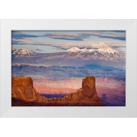 Utah La Sal Mountains from Dead Horse Point SP White Modern Wood Framed Art Print by Paulson, Don