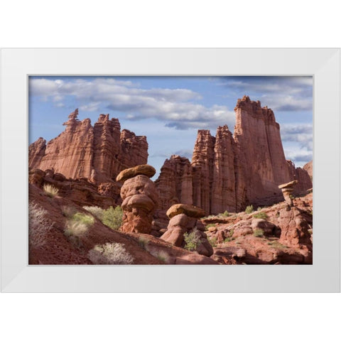 USA, Utah View of Fisher Towers White Modern Wood Framed Art Print by Paulson, Don