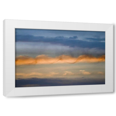 Utah, Arches NP Sunset sky with a spiral cloud White Modern Wood Framed Art Print by Paulson, Don