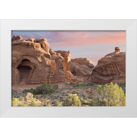 UT, Arches NP Windows Section and cave opening White Modern Wood Framed Art Print by Paulson, Don
