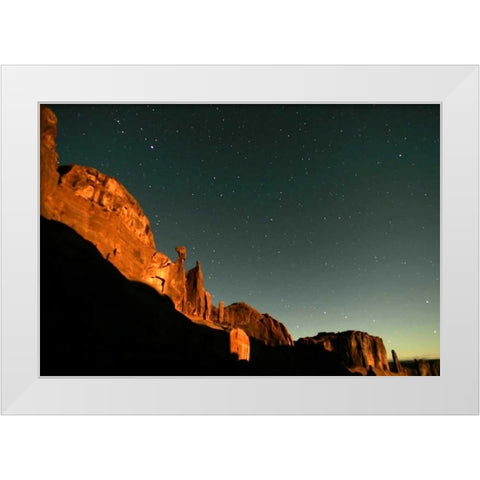 UT, Arches NP Moonrise highlights Park Avenue White Modern Wood Framed Art Print by Illg, Cathy and Gordon