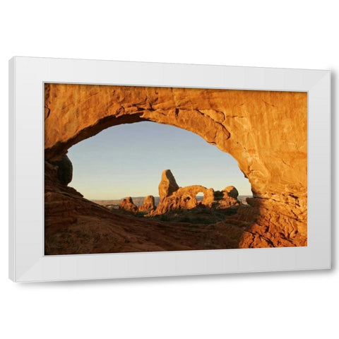 UT, Arches NP Turret arch  through North Window White Modern Wood Framed Art Print by Illg, Cathy and Gordon