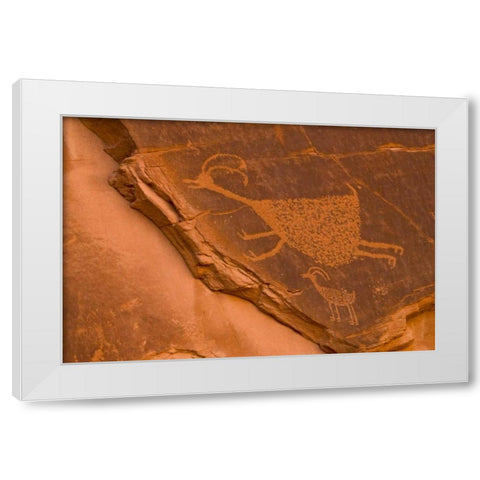 UT, Monument Valley NP Petroglyph etching White Modern Wood Framed Art Print by OBrien, Jay