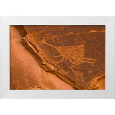 UT, Monument Valley NP Petroglyph etching White Modern Wood Framed Art Print by OBrien, Jay
