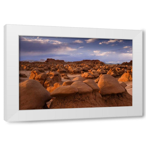 USA, Utah View of Goblin Valley SP at sunset White Modern Wood Framed Art Print by Paulson, Don