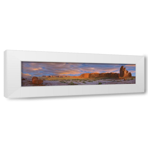 USA, Utah, Arches NP Courthouse Wash at sunrise White Modern Wood Framed Art Print by Lord, Fred