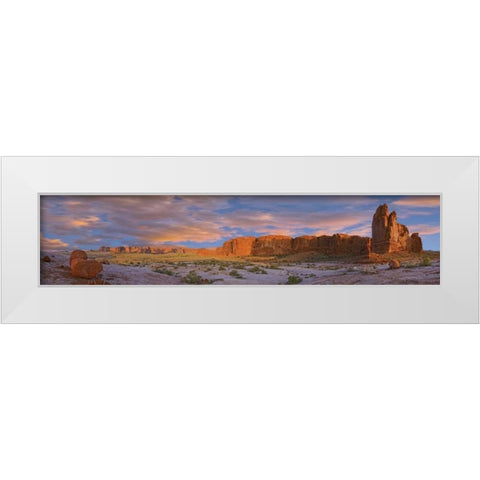 USA, Utah, Arches NP Courthouse Wash at sunrise White Modern Wood Framed Art Print by Lord, Fred