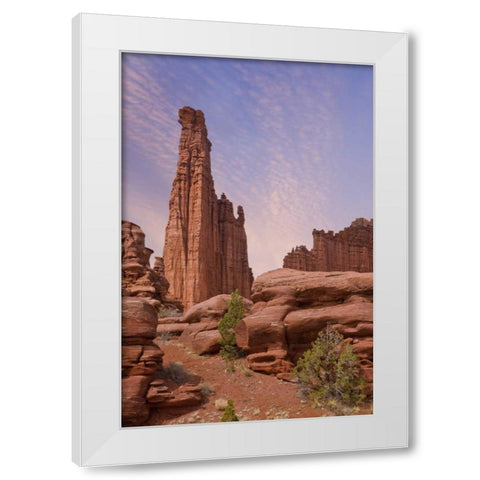 Utah Sunset on Fisher Towers formations White Modern Wood Framed Art Print by Paulson, Don