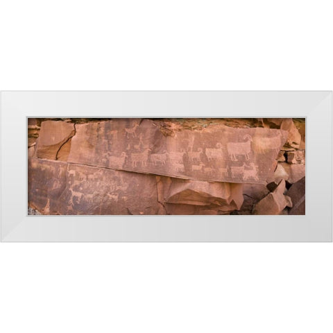 UT, Canyonlands NP Petroglyphs on rocks White Modern Wood Framed Art Print by Paulson, Don