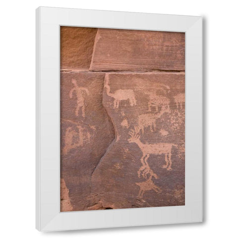USA, Utah, Canyonlands NP Petroglyphs on rocks White Modern Wood Framed Art Print by Paulson, Don
