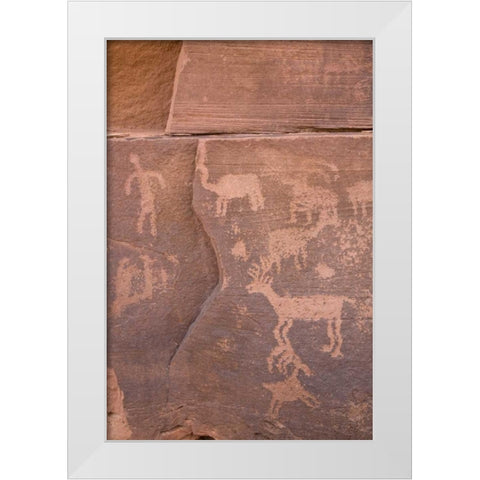 USA, Utah, Canyonlands NP Petroglyphs on rocks White Modern Wood Framed Art Print by Paulson, Don