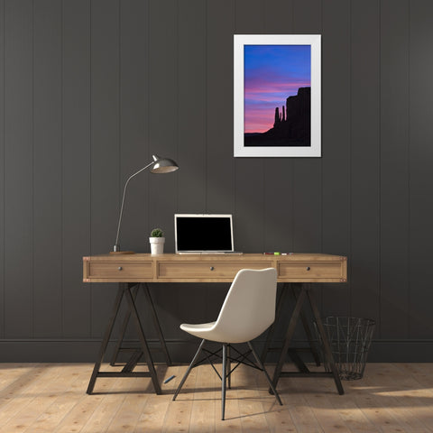 UT, Monument Valley Three Sisters formation White Modern Wood Framed Art Print by Rotenberg, Nancy