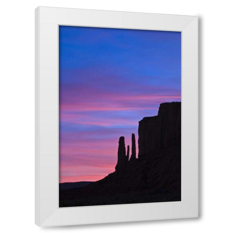 UT, Monument Valley Three Sisters formation White Modern Wood Framed Art Print by Rotenberg, Nancy