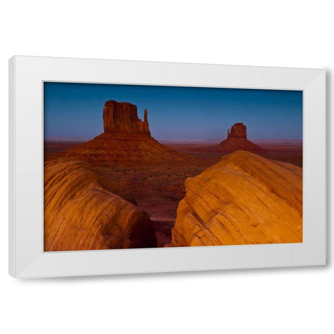 UT, Sunset on Mitten Buttes at Monument Valley White Modern Wood Framed Art Print by Rotenberg, Nancy