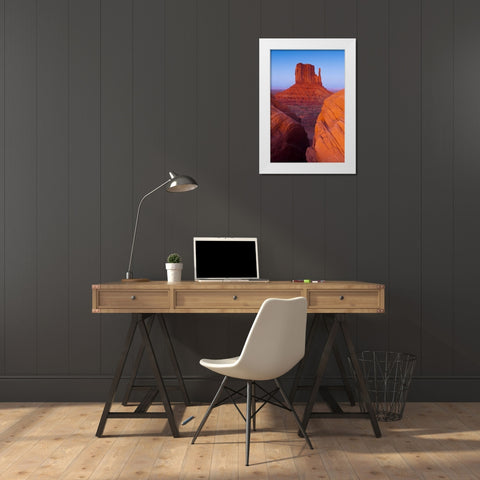 UT, Sunset on Mitten Buttes at Monument Valley White Modern Wood Framed Art Print by Rotenberg, Nancy