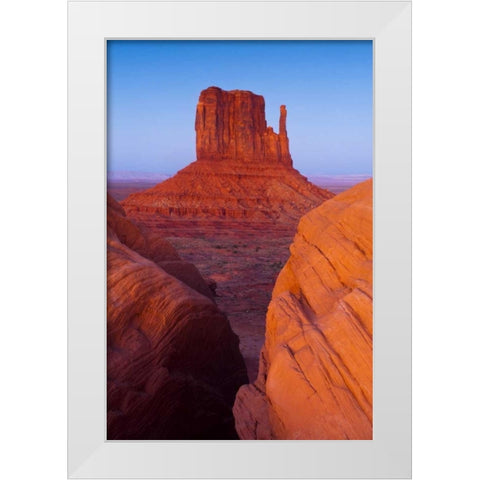 UT, Sunset on Mitten Buttes at Monument Valley White Modern Wood Framed Art Print by Rotenberg, Nancy