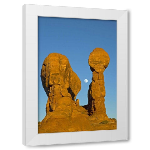 UT, Arches NP Moonrise over Garden of Eden White Modern Wood Framed Art Print by Illg, Cathy and Gordon