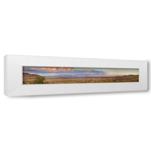 UT, Moab, Canyonlands NP Mesa and Monte La Sal White Modern Wood Framed Art Print by Lord, Fred