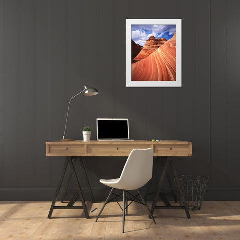 Utah, Paria Canyon The Wave formation, sandstone White Modern Wood Framed Art Print by Flaherty, Dennis