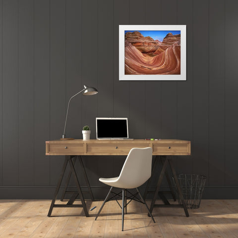 Utah, Paria Canyon The Wave formation, sandstone White Modern Wood Framed Art Print by Flaherty, Dennis