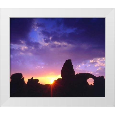 USA, Utah, Arches NP Arches at sunset White Modern Wood Framed Art Print by Talbot Frank, Christopher