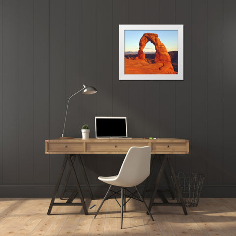 USA, Utah, Arches NP Delicate Arch at sunset White Modern Wood Framed Art Print by Talbot Frank, Christopher