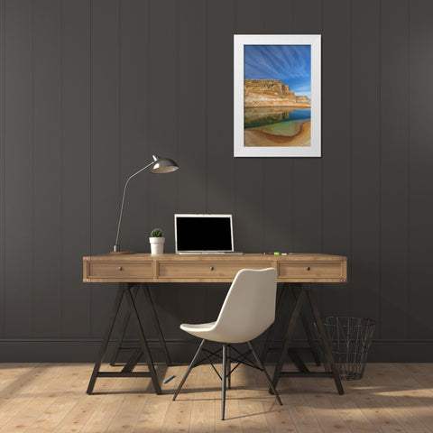 Utah, Glen Canyon Reflections in pool of water White Modern Wood Framed Art Print by Paulson, Don