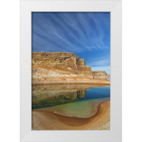 Utah, Glen Canyon Reflections in pool of water White Modern Wood Framed Art Print by Paulson, Don