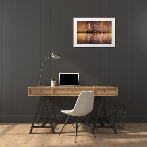 UT, Glen Canyon Abstract stained sandstone wall White Modern Wood Framed Art Print by Paulson, Don