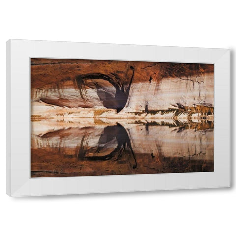 UT, Glen Canyon Abstract stained sandstone wall White Modern Wood Framed Art Print by Paulson, Don