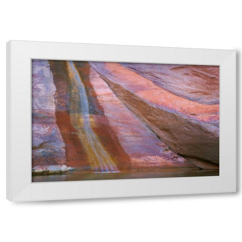 Utah, Glen Canyon NRA Waterfall in Bowns Canyon White Modern Wood Framed Art Print by Paulson, Don