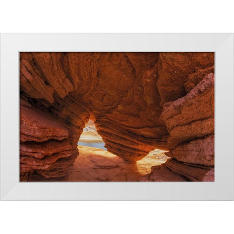 Utah, Glen Canyon NRA Eroded sandstone cave White Modern Wood Framed Art Print by Paulson, Don