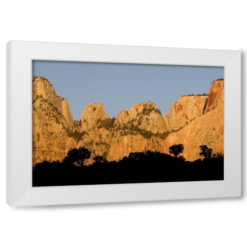 UT, Zion NP Towers of the Virgin River, sunrise White Modern Wood Framed Art Print by Bush, Marie