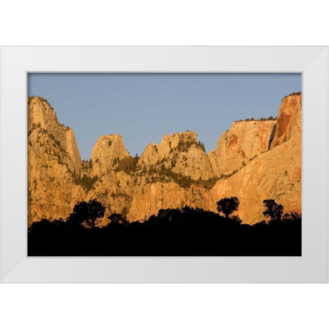 UT, Zion NP Towers of the Virgin River, sunrise White Modern Wood Framed Art Print by Bush, Marie