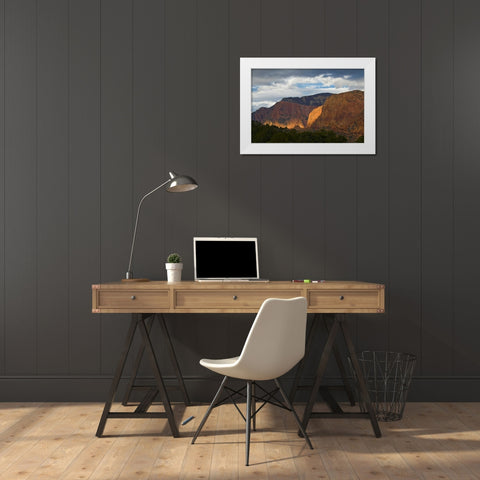 USA, Utah, Zion NP Late light on Kolob Canyon White Modern Wood Framed Art Print by Rotenberg, Nancy