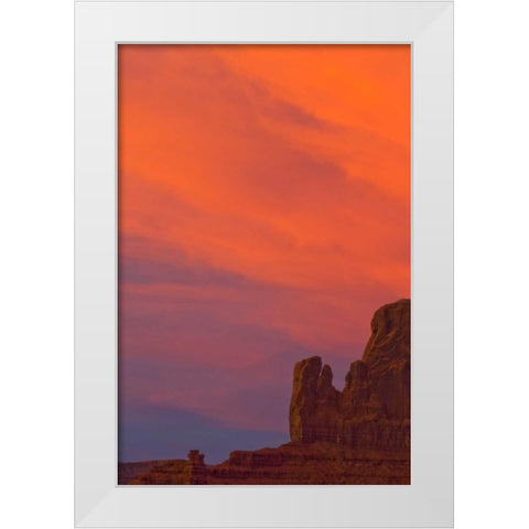 UT, Monument Valley Landscape at sunset White Modern Wood Framed Art Print by Rotenberg, Nancy
