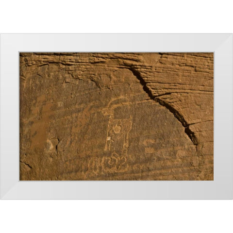 Utah, Monument Valley Petroglyphs on stone wall White Modern Wood Framed Art Print by Rotenberg, Nancy
