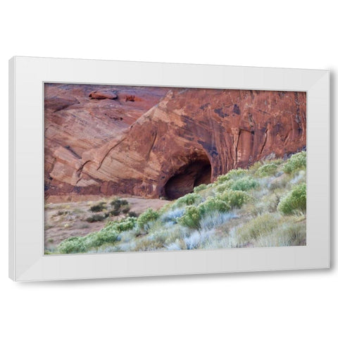 Utah, Monument Valley Cave in Red Rock Canyon White Modern Wood Framed Art Print by Rotenberg, Nancy