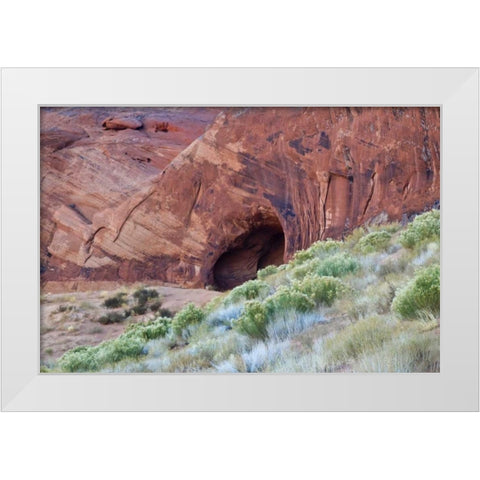 Utah, Monument Valley Cave in Red Rock Canyon White Modern Wood Framed Art Print by Rotenberg, Nancy